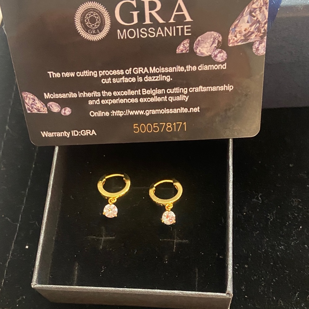 Moissanite Small Gold Hoop Diamond Earrings